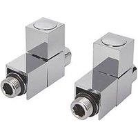 Flomasta 15mm x 1/2" Chrome Straight Designer Manual Radiator Valve Head & Body 2 Pack (146FW)