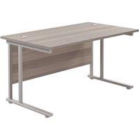 TC Group Aztec Twin Upright Rectangular Office Desk Grey Oak/Silver 1200mm x 800mm (147TT)