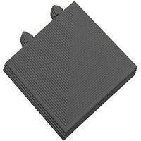 COBA Tough Deck Non-Slip Interlocking Decking Corner Edge Black 180mm x 180mm 4 Pack (148PT)