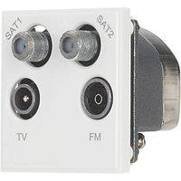 Contactum Media Modular Coaxial TV / FM & Twin Satellite Socket White (148RR)