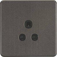 Knightsbridge 5A 1-Gang Unswitched Socket Smoked Bronze with Black Inserts (148TY)