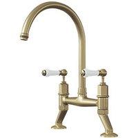 ETAL Alton Deck-Mounted Dual Lever Bridge Mixer Brushed Brass (149JL)