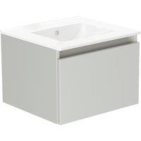 Newland Single Drawer Wall-Mounted Vanity Unit with Basin Matt Pearl Grey 500mm x 450mm x 370mm (149RN)