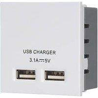 LAP Modular 3.1A 15.5W 2-Outlet Type A USB Socket White (151CC)