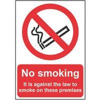 Essentials "No Smoking It Is Against The Law To Smoke On These Premises" Sign 297mm x 210mm (151HL)