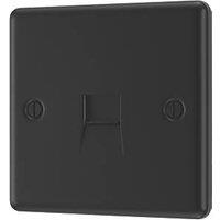 LAP 1-Gang Slave Telephone Socket Matt Black with Colour-Matched Inserts (152PN)
