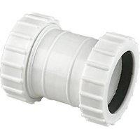 FloPlast WC07 Universal Compression Waste Straight Coupler White 32mm x 32mm (15490)