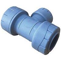 PolyPlumb Enhanced Plastic Push-Fit Reducing Tee 22mm x 22mm x 15mm (156RF)