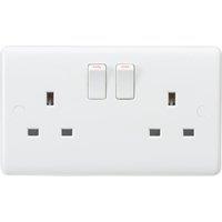 Knightsbridge Curved Edge 13A 2-Gang SP Switched Plug Socket White (156YA)