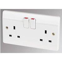 MK Logic Plus 13A 2-Gang DP Switched Plug Socket White (15747)