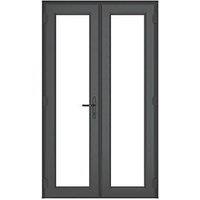 Crystal Anthracite Grey Triple-Glazed uPVC French Door Set 2090mm x 1190mm (158JN)