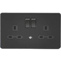 Knightsbridge 13A 2-Gang DP Switched Socket & Night Light Matt Black with Black Inserts (158PY)