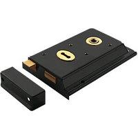 Smith & Locke Fire Rated Traditional Rim Sashlock Black 155mm x 105mm (1591G)