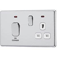 Arlec 45A 2-Gang DP Cooker Switch Polished Chrome with Neon with Colour-Matched Inserts (160RU)