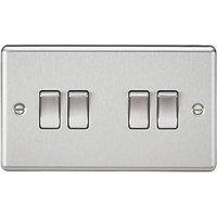 Knightsbridge 10AX 4-Gang 2-Way Light Switch Brushed Chrome (160VF)