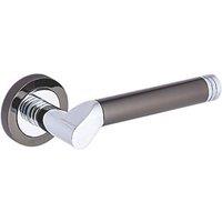 Smith & Locke Camber Fire Rated Lever on Rose Door Handles Pair Chrome / Black (161HY)