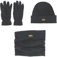 Site Polar Fleece Accessory Pack Black 3 Piece Set (161RT)