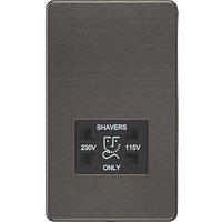 Knightsbridge 2-Gang Dual Voltage Shaver Socket 115 V / 230V Smoked Bronze with Black Inserts (161TY)