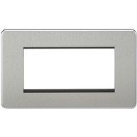 Knightsbridge Screwless 4-Module Modular Faceplate Brushed Chrome (161YA)