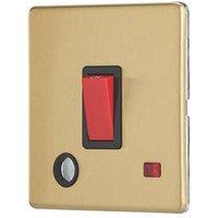 Contactum Lyric 32A 1-Gang DP Control Switch & Flex Outlet Brushed Brass with Neon with Black Inserts (162RP)