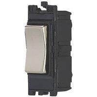 Contactum Decorative 10AX 2-Way Grid Retractive Switch Module 'Press' Off Centre Brushed Steel with Black Inserts (162RV)