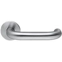 Briton 4700 Series Fire Rated Lever on Rose Round Bar Return to Door Handle Pair Satin Stainless Steel (1639P)