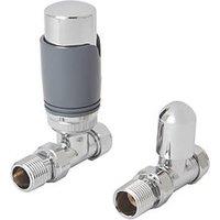 Flomasta 1/2" x 15mm Anthracite/Chrome Straight & L/S Modern Thermostatic Radiator Valve & Lockshield (164FW)