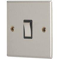 Contactum iConic 10AX 1-Gang Intermediate Switch Brushed Steel with Black Inserts (164RP)