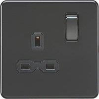 Knightsbridge 13A 1-Gang DP Switched Single Socket Matt Black with Black Inserts (165VF)