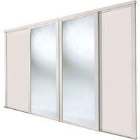 Spacepro Shaker 4-Door Sliding Wardrobe Door Kit Cashmere Frame Cashmere / Mirror Panel 2898mm x 2260mm (166GP)