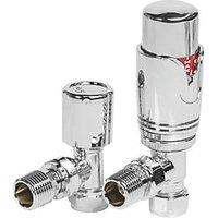 Towelrads 15mm x 1/2" Chrome Angled Modern Thermostatic Radiator Valve & Lockshield (166RY)