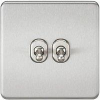 Knightsbridge 10AX 2-Gang 2-Way Light Switch Brushed Chrome (166TX)