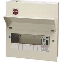 Wylex 10-Module 8-Way Part-Populated RCD Incomer Consumer Unit (168JK)