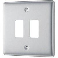 British General Nexus Metal Grid 2-Module Grid Faceplate Brushed Steel (168PY)