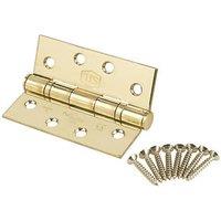 Smith & Locke Stainless Brass Grade 13 Fire Rated Square Ball Bearing Hinges 102mm x 76mm 2 Pack (1698G)
