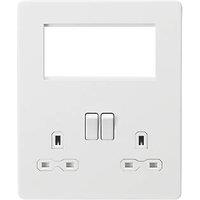 Knightsbridge 13A 2-Gang DP Combination Plate Matt White with White Inserts (170VF)