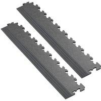 Garage Floor Tile Company X-Joint 5mm Interlocking Floor Tile Edge Ramps Graphite 497mm x 90mm 2 Pack (170YU)