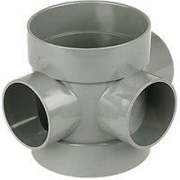 FloPlast Solvent Weld 3-Boss Double Socket Short Pipe Grey 110mm (17138)