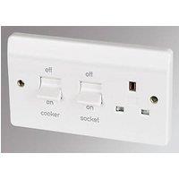 MK Logic Plus 45A 2-Gang DP Cooker Switch & 13A DP Switched Socket White (17157)