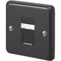 MK Contoura 1-Gang Master Telephone Socket Matt Black with Black Inserts (172RG)