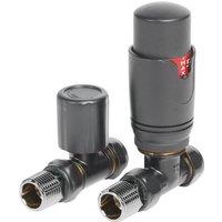 Towelrads 15mm x 1/2" Anthracite Straight Modern Thermostatic Radiator Valve & Lockshield (173RY)