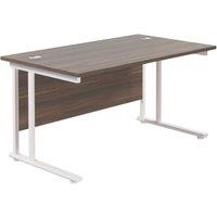 TC Group Aztec Twin Upright Rectangular Office Desk Dark Walnut/White 1200mm x 800mm (176TT)