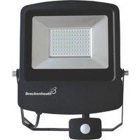 Brackenheath Outdoor LED Floodlight With PIR Sensor Black 70W 7700lm (176YX)