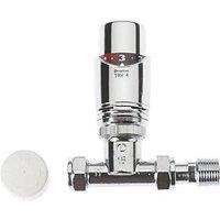 Drayton TRV4 15mm x 1/2" Chrome Straight & L/S Designer Thermostatic Radiator Valve & Lockshield (177JR)