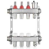 JG Underfloor 3 Port LowFit Heating Manifold Brushed Steel (178TY)