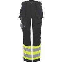 Regatta Hi Vis XPro Stretch Holster Trouser Black/Yellow 40" W 32" L (179YA)
