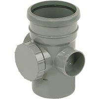 FloPlast Push-Fit 2-Boss Single Socket Access Pipe Grey 110mm (18079)