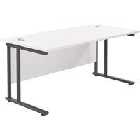 TC Group Aztec Twin Upright Rectangular Office Desk White/Black 1600mm x 800mm (180TT)