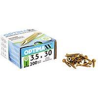 Optimaxx PZ Countersunk Wood Screws 3.5mm x 30mm 200 Pack (181TY)