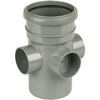 FloPlast Push-Fit 3-Boss Single Socket Pipe Grey 110mm (18246)